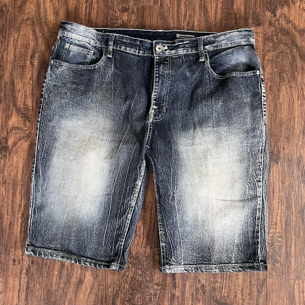 South Pole Denim Shorts‎ Men's 38 Slim Faded White Patch Stitching Y2K Grunge